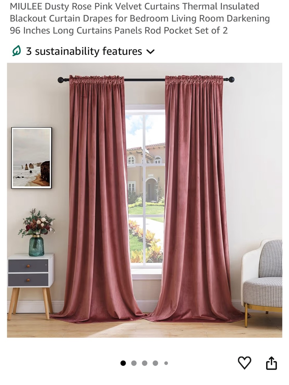 Dusty Rose Velvet Blackout Curtains - 2 Panel Set